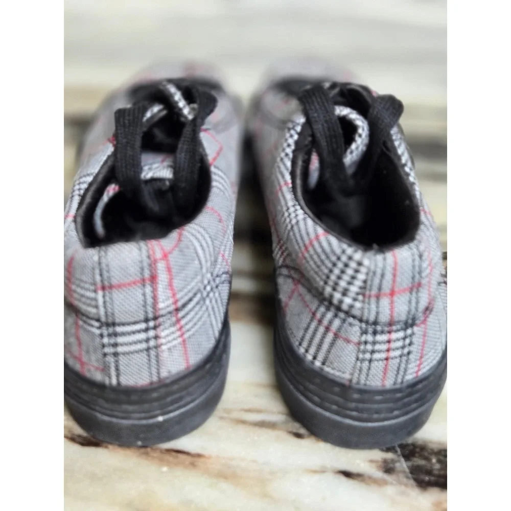 RDxCaligirls Fender Glen Plaid Low Top Platform Sneakers‎ Grey Red Black US 8.5